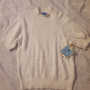 Cece white faux fur white blouse